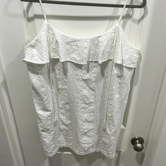Talori White Eyelet Ruffled Mini Dress Sz M - Picture 3 of 7
